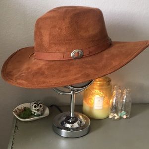 Brown suede fedora